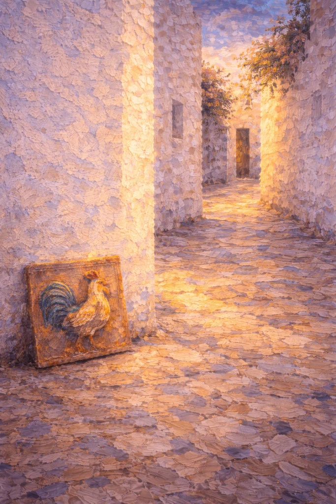 Gallo de Sal, Digital generative artwork (impasto aesthetic) — from the Magic Apulia series