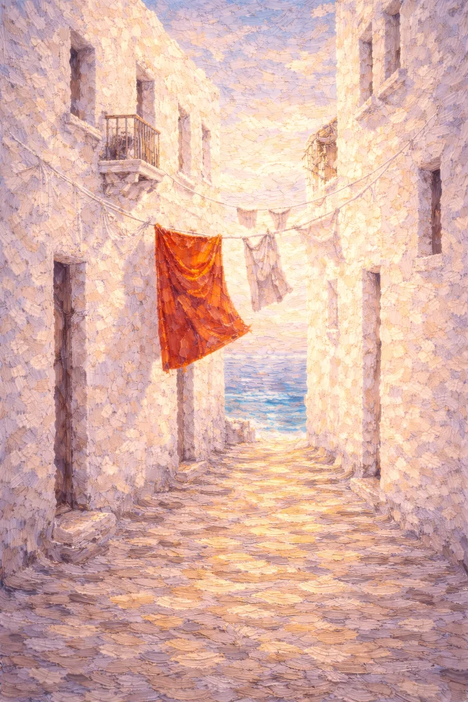 Tela Roja, Digital generative artwork (impasto aesthetic) — from the Magic Apulia series